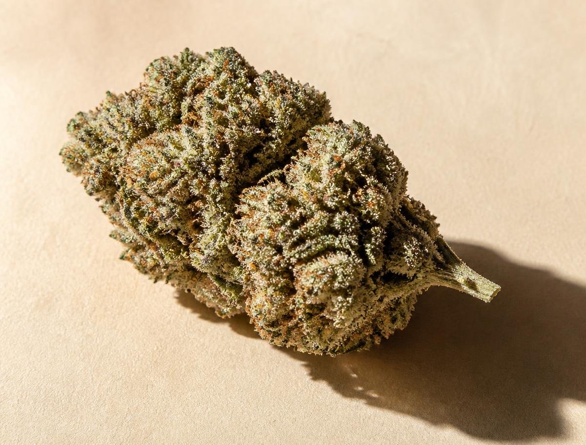 AAAA cannabis bud with frosted trichomes