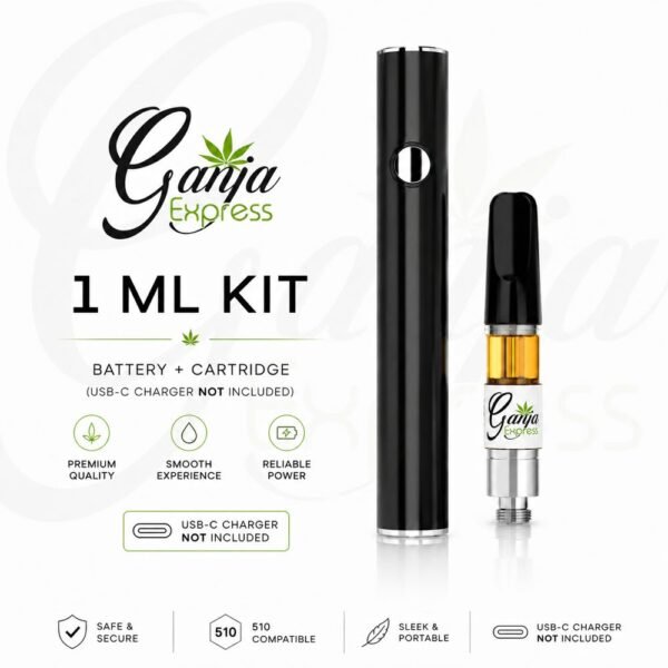 Ganja Vape Pen Kit 1ml (Charger, Cartridge & Battery)